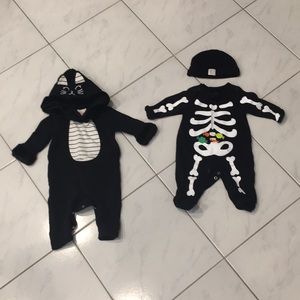 3T Halloween costume cat and skeleton